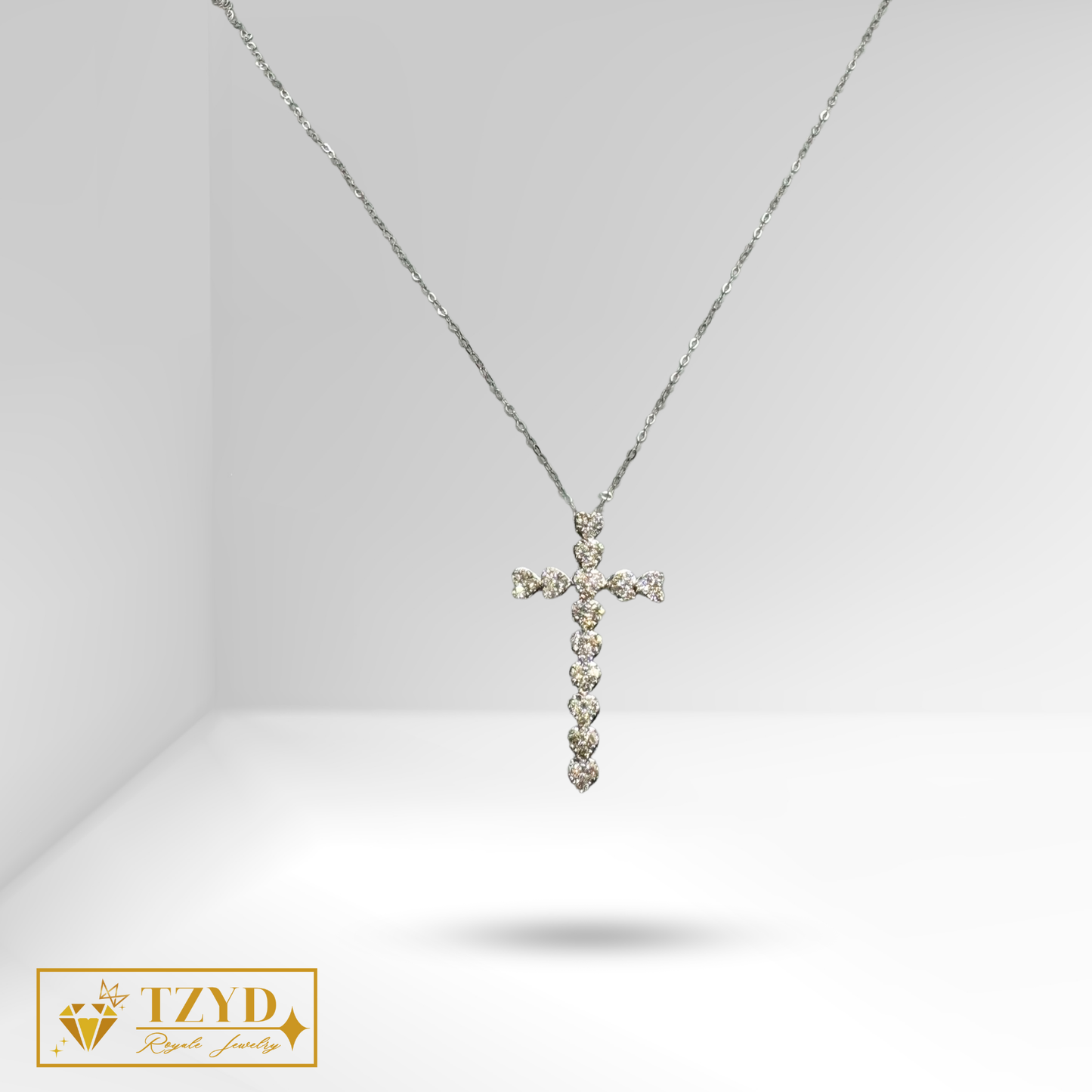 Heart Cross (6ct Face) Necklace WG