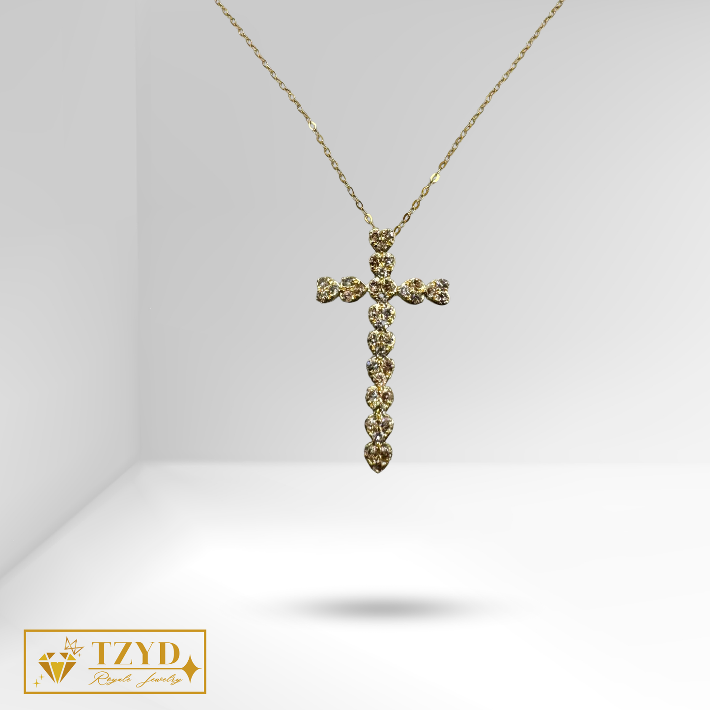 Heart Cross (6ct Face) Necklace YG