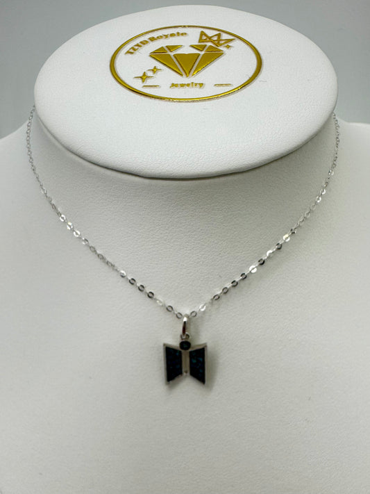 The Door to Dreams: 18K White Gold and Blue Diamond Fan Pendant