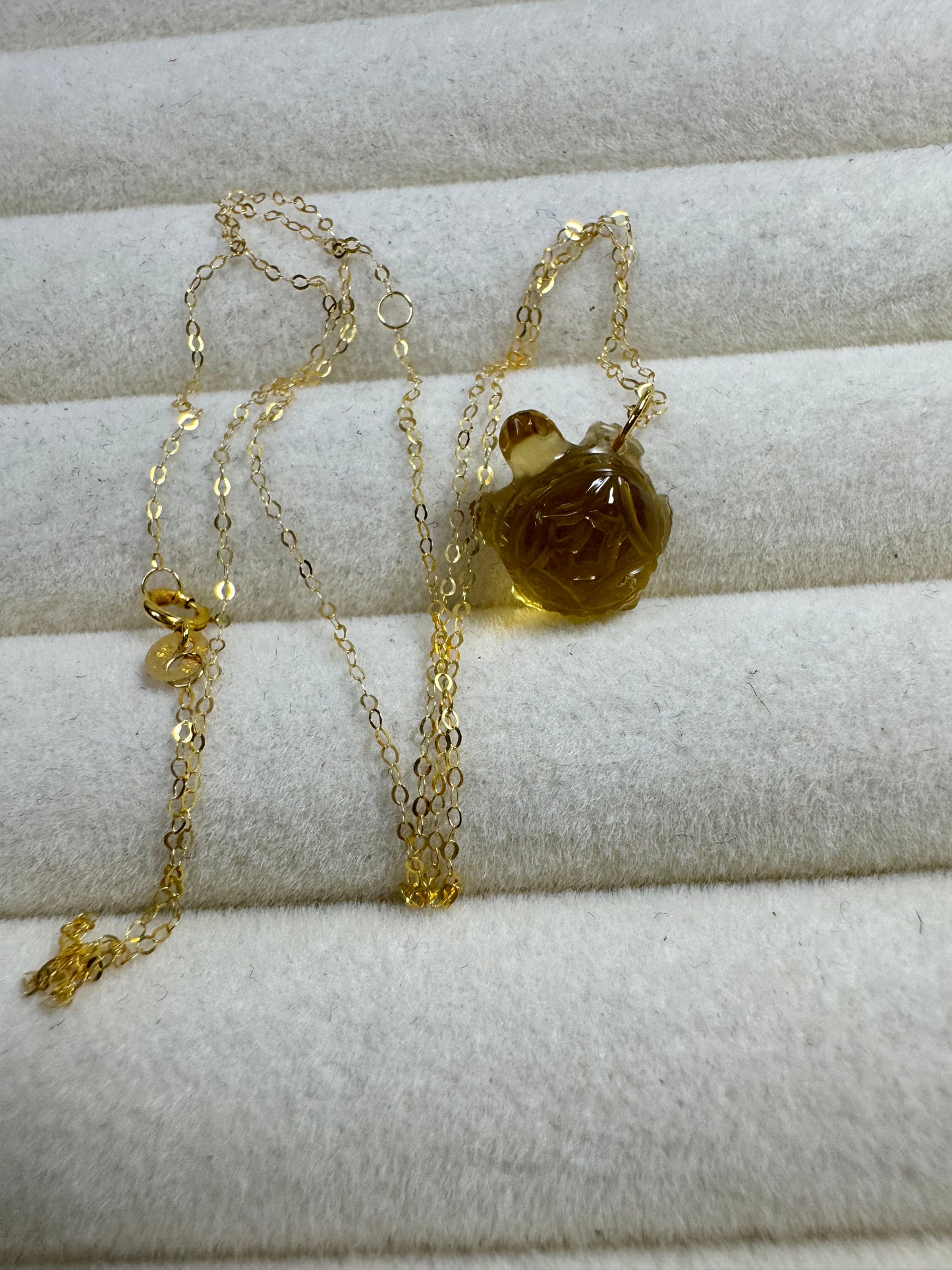Natural Citrine Turtle Necklace