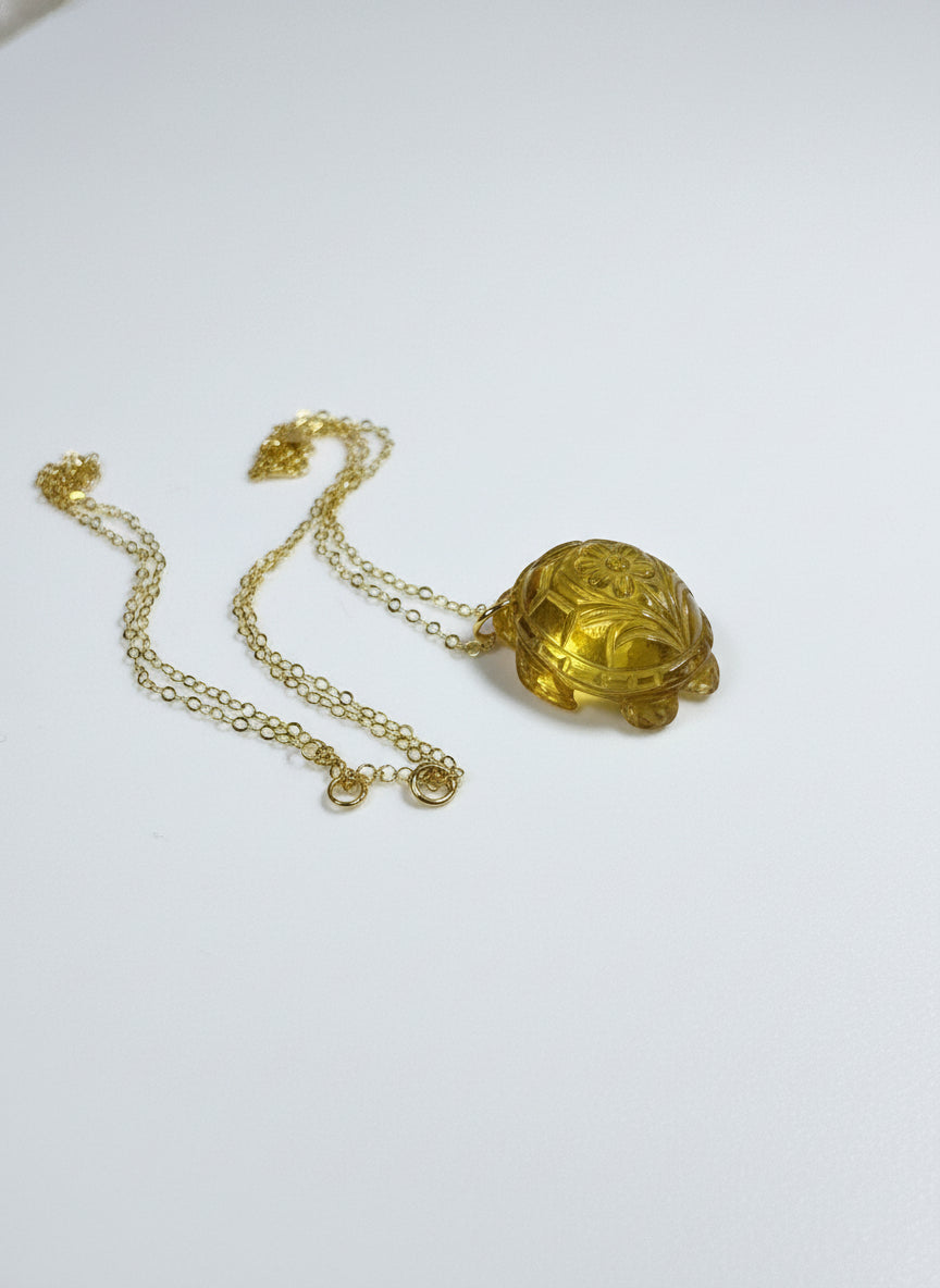 Natural Citrine Turtle Necklace