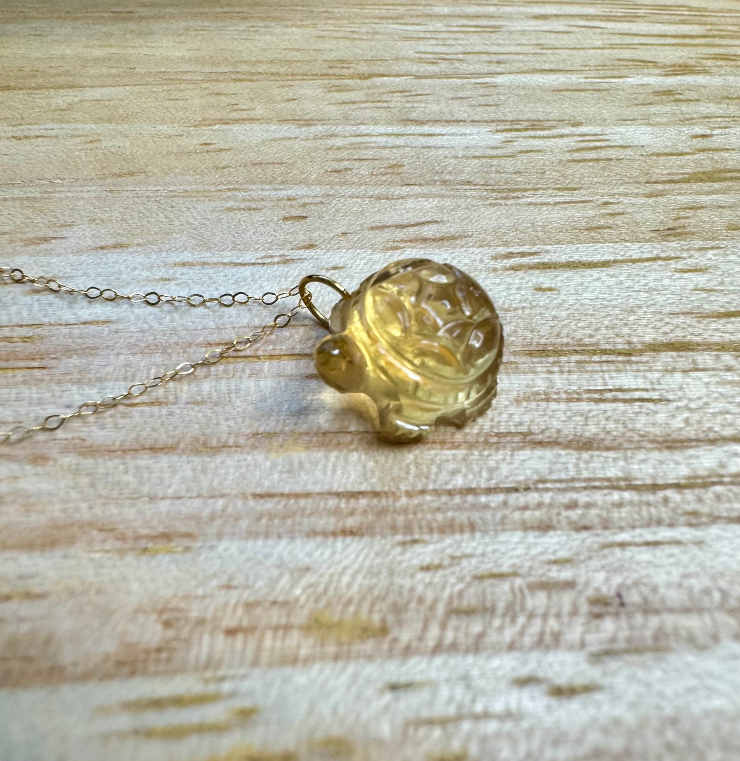Natural Citrine Turtle Necklace