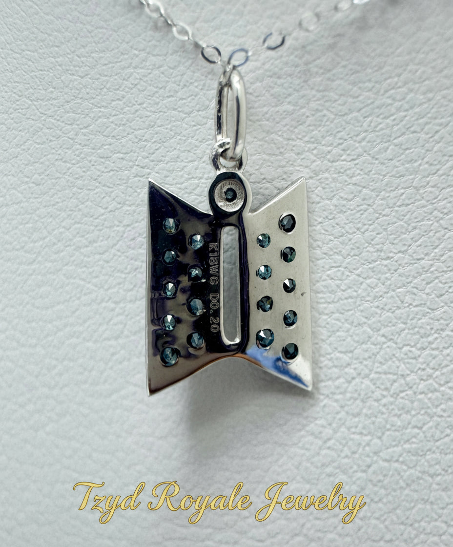 The Door to Dreams: 18K White Gold and Blue Diamond Fan Pendant