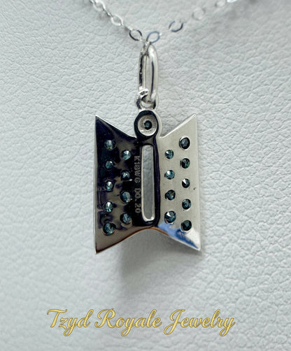 The Door to Dreams: 18K White Gold and Blue Diamond Fan Pendant