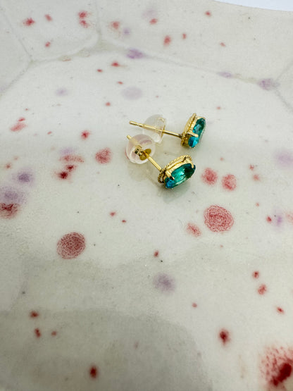 Oval Blue Topaz Stud