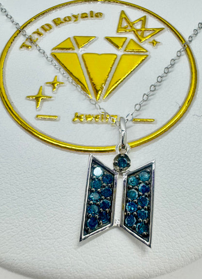 The Door to Dreams: 18K White Gold and Blue Diamond Fan Pendant