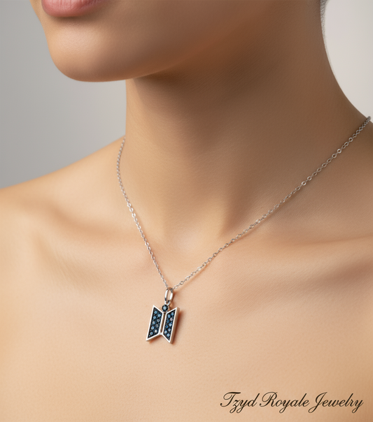 The Door to Dreams: 18K White Gold and Blue Diamond Fan Pendant
