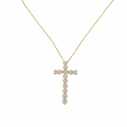 Heart Cross (6ct Face) Necklace YG