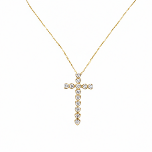 Heart Cross (6ct Face) Necklace YG