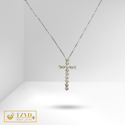 Heart Cross (6ct Face) Necklace WG