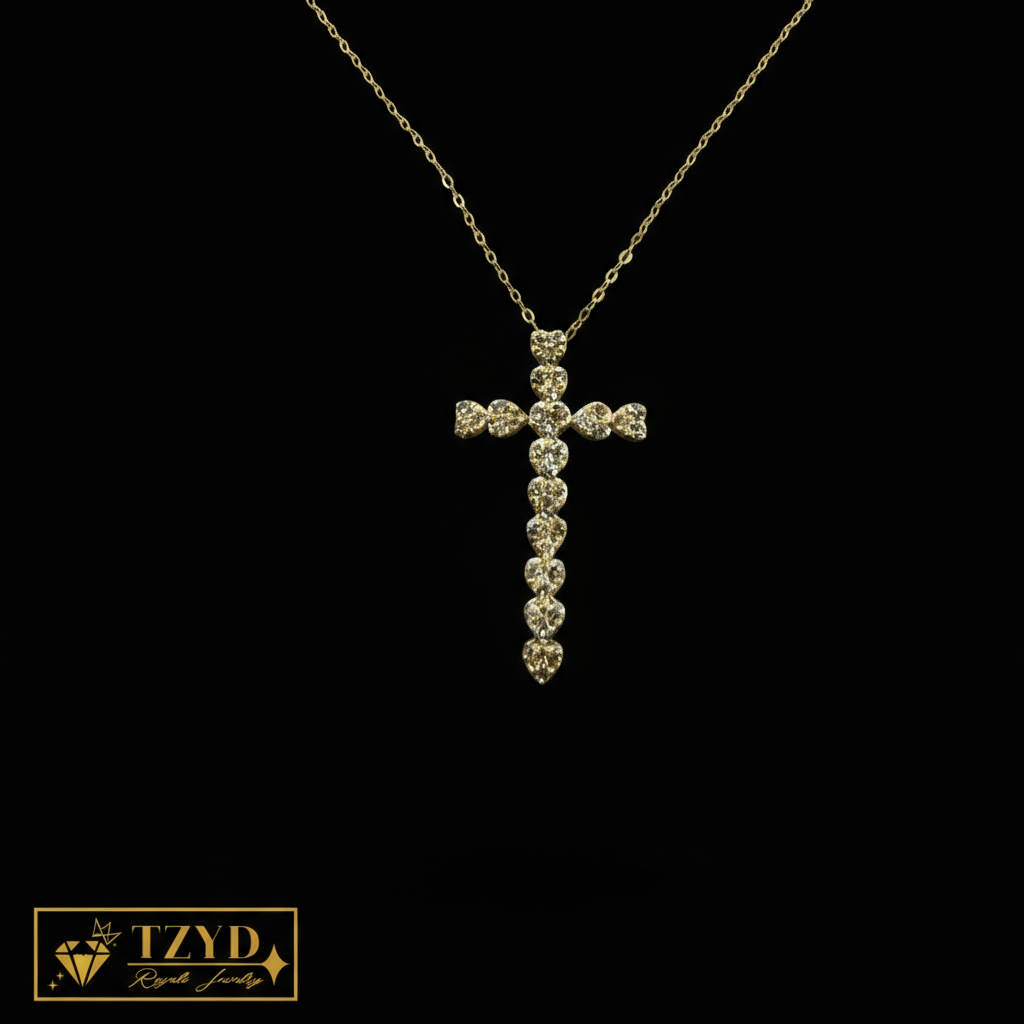 Heart Cross (6ct Face) Necklace YG