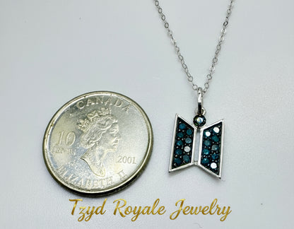 The Door to Dreams: 18K White Gold and Blue Diamond Fan Pendant