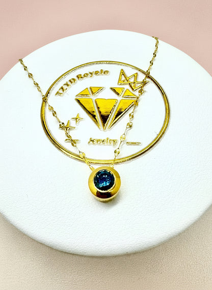 Blue Diamond Solataire Necklace