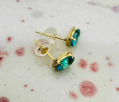 Oval Blue Topaz Stud