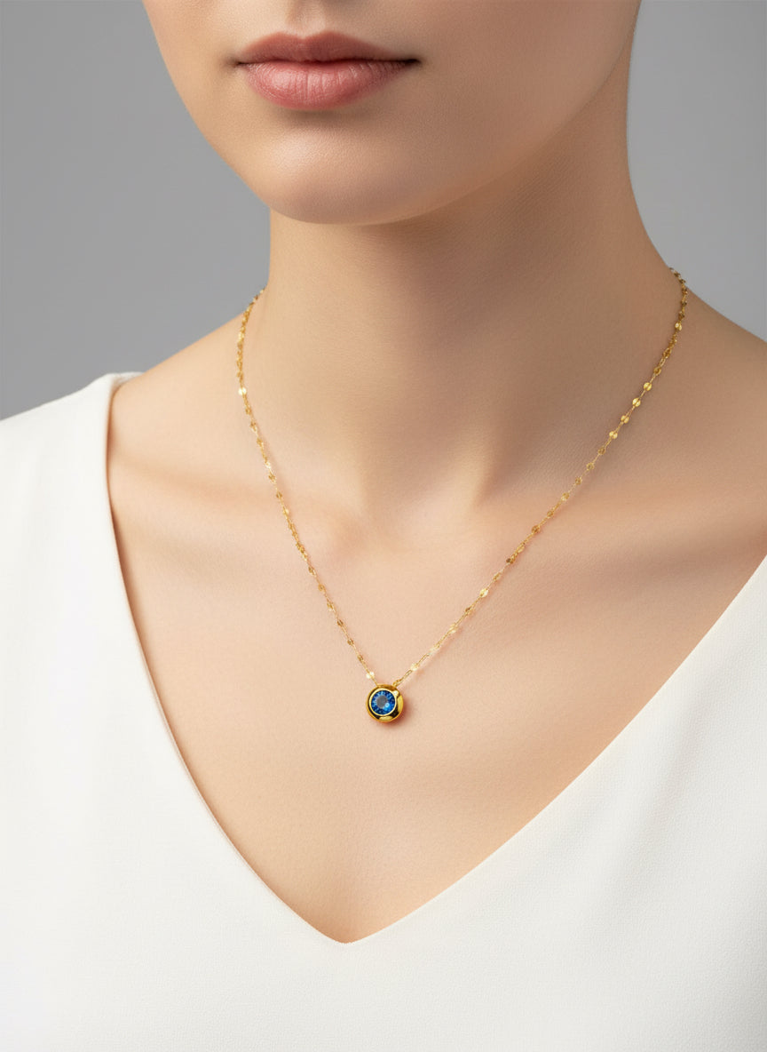 Blue Diamond Solataire Necklace