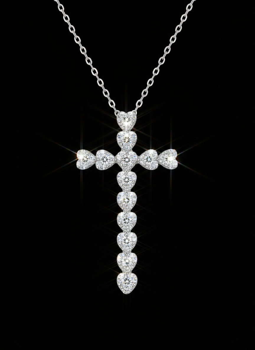 Heart Cross (6ct Face) Necklace YG