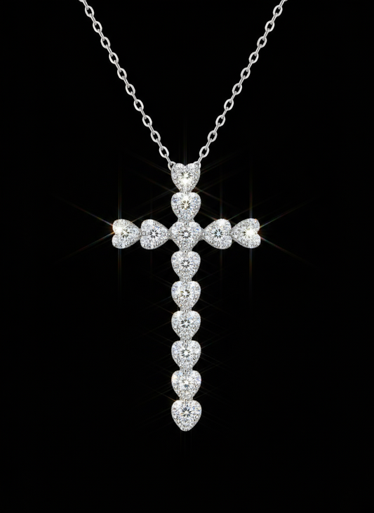 Heart Cross (6ct Face) Necklace YG