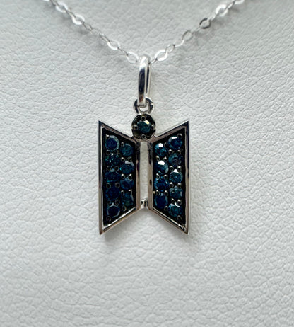 The Door to Dreams: 18K White Gold and Blue Diamond Fan Pendant