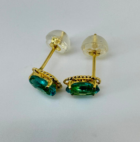 Oval Blue Topaz Stud