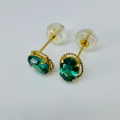 Oval Blue Topaz Stud