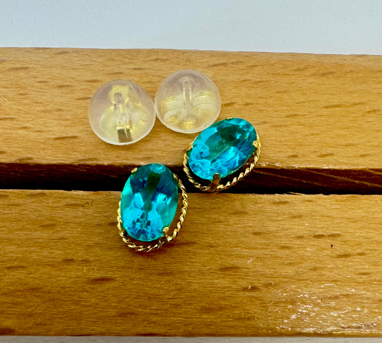 Oval Blue Topaz Stud