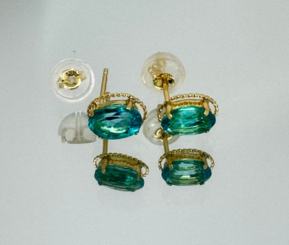 Oval Blue Topaz Stud