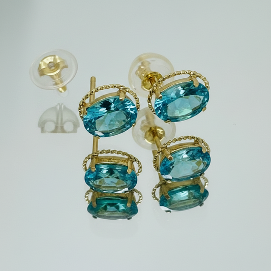 Oval Blue Topaz Stud