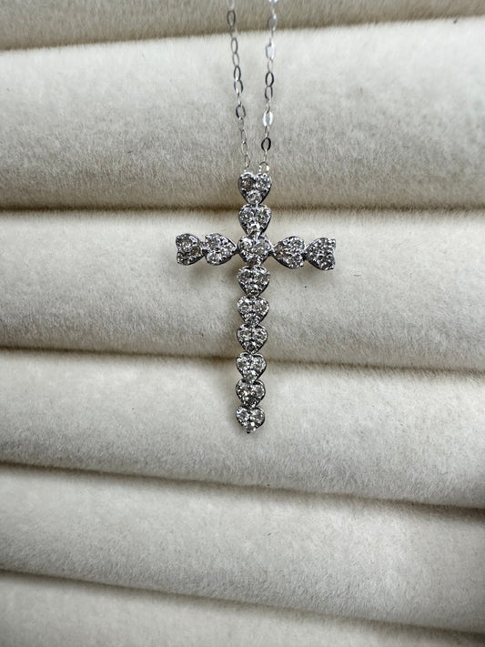 Heart Cross (6ct Face) Necklace WG