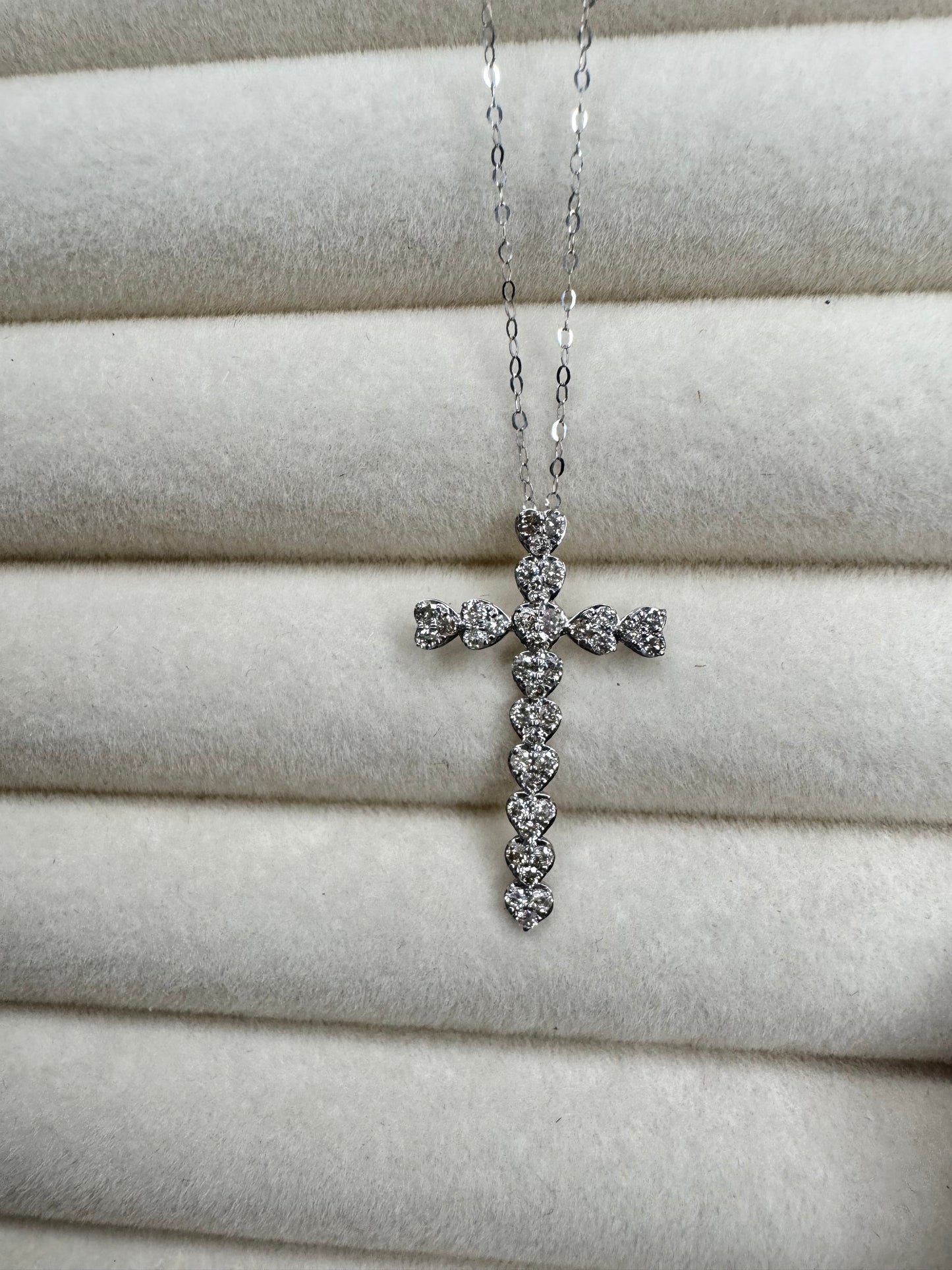 Heart Cross (6ct Face) Necklace WG