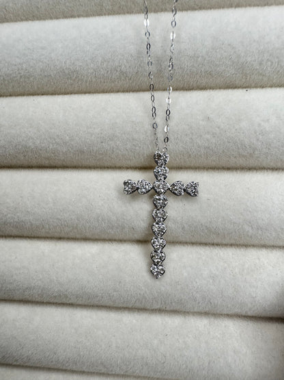 Heart Cross (6ct Face) Necklace WG