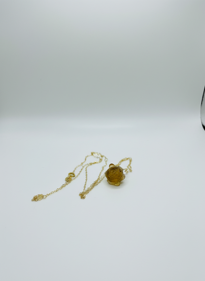 Natural Citrine Turtle Necklace