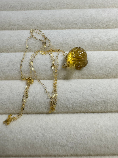 Natural Citrine Turtle Necklace