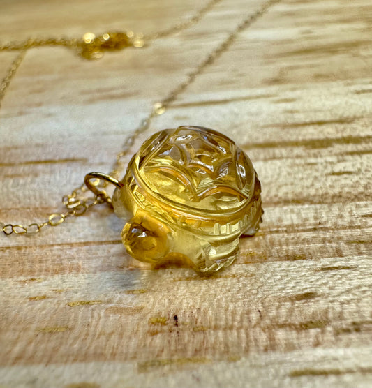 Natural Citrine Turtle Necklace