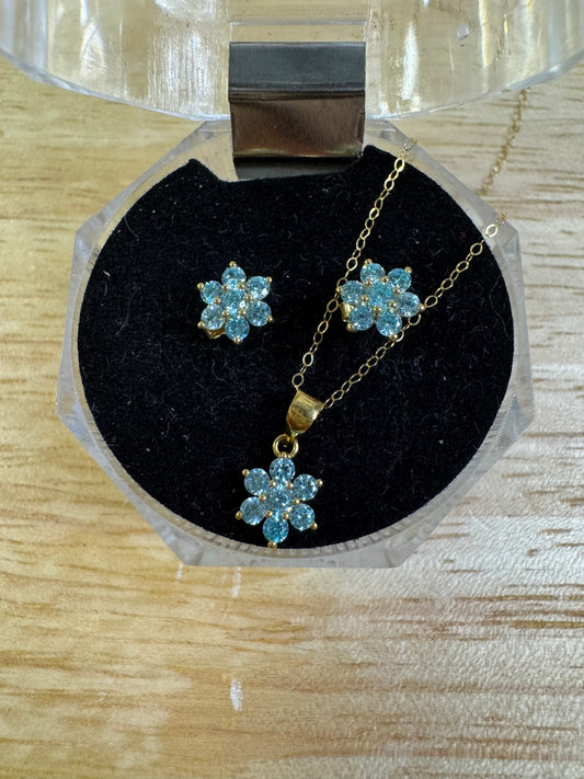 Blue Topaz Flower Set